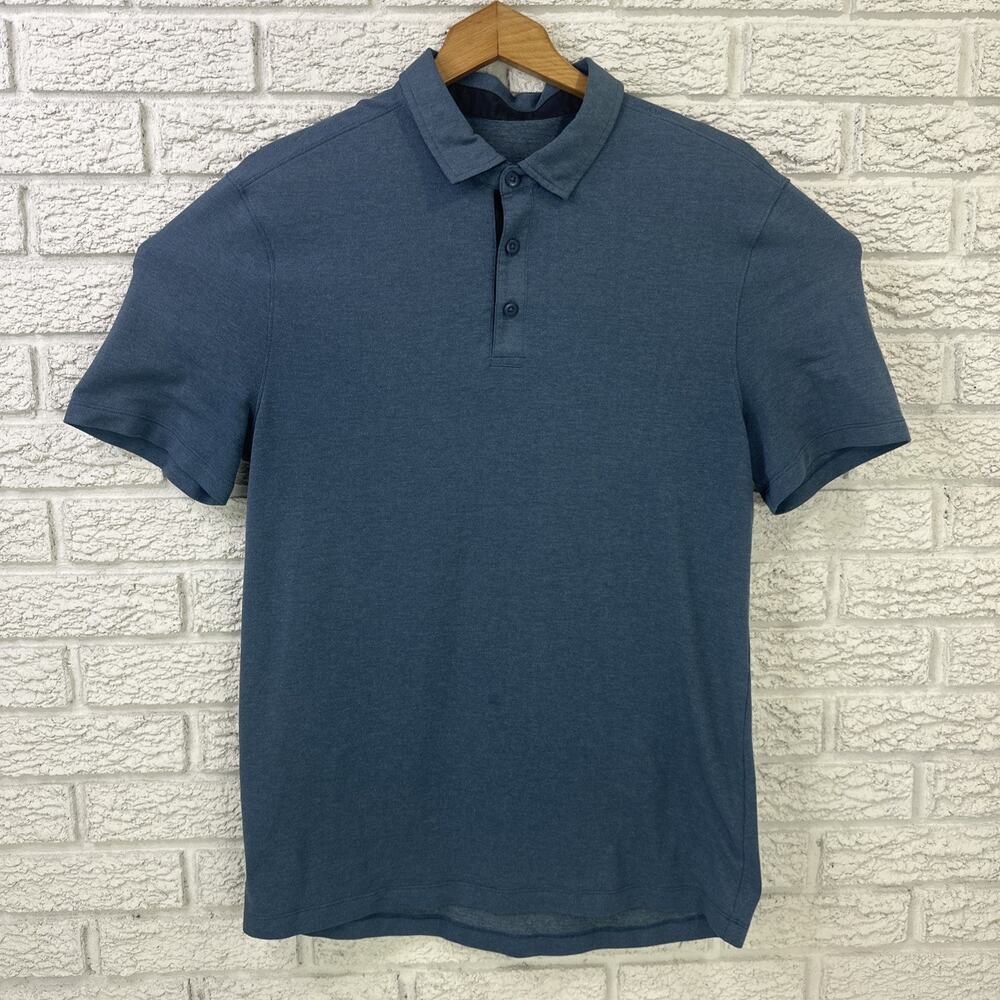 Lululemon Mens XS Navy Blue/Grayish Tech Polo Short Sleeve Athletic Golf Shirt